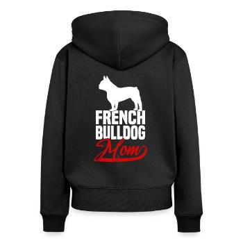 French Bulldog Mom - Women's Premium Organic Zip Hoodie - black - Back - Julia (174cm)