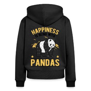 Panda Lucky Panda Bear - Sweat à capuche zippé Premium bio Femme - noir - Dos - Julia (174cm)