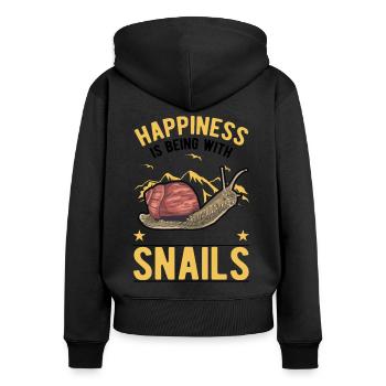 Happiness is being with Snails Schnecke - Frauen Premium Bio Zip Hoodie - Schwarz - Hinten - Julia (174cm)