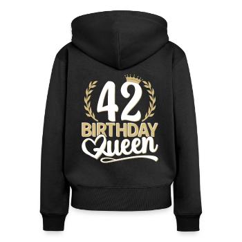 42. Geburtstag Frau 42 Jahre alt 42ter 42er Queen - Frauen Premium Bio Zip Hoodie - Schwarz - Hinten - Julia (174cm)