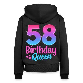 Birthday Queen 58 Geburtstag - Women's Premium Organic Zip Hoodie - black - Back - Julia (174cm)