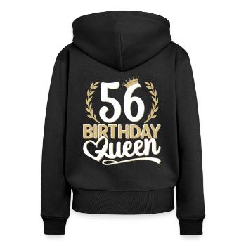 56. Geburtstag Frau 56 Jahre alt 56ter 56er Queen - Frauen Premium Bio Zip Hoodie - Schwarz - Hinten - Julia (174cm)