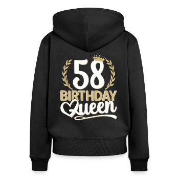 58. Geburtstag Frau 58 Jahre alt 58ter 58er Queen - Frauen Premium Bio Zip Hoodie - Schwarz - Hinten - Julia (174cm)