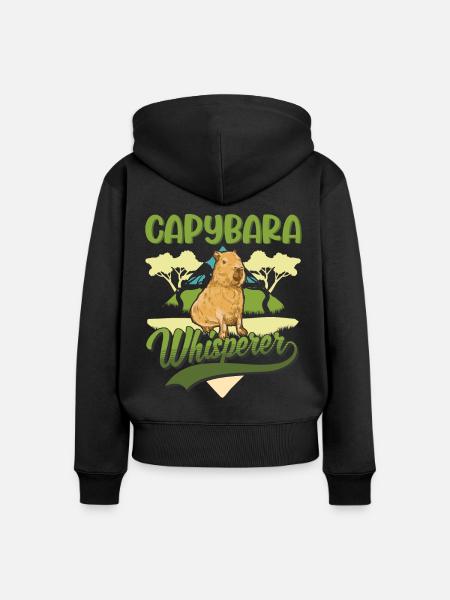 Zaklinacz Kapitary Capibara Capibara Kapibara - Ekologiczna damska bluza z kapturem na zamek Premium - czarny