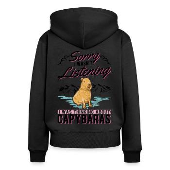 Capybara Gift Capibara capybara - Women's Premium Organic Zip Hoodie - black - Back - Julia (174cm)