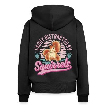 Facilement distrait par les écureuils Eichhörnchen - Sweat à capuche zippé Premium bio Femme - noir - Dos - Julia (174cm)