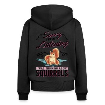 Écureuil Cadeau Écureuil Gris - Sweat à capuche zippé Premium bio Femme - noir - Dos - Julia (174cm)