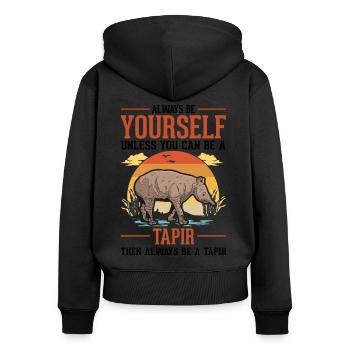 Always be yourself Tapir Flachlandtapir - Frauen Premium Bio Zip Hoodie - Schwarz - Hinten - Julia (174cm)
