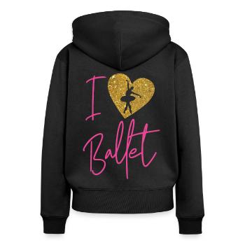 Ballet Dancer Dance Girl Ballerina - Frauen Premium Bio Zip Hoodie - Schwarz - Hinten - Julia (174cm)