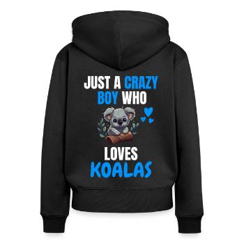 Crazy Boy Australie Animal Gift Koala - Sweat à capuche zippé Premium bio Femme - noir - Dos - Julia (174cm)