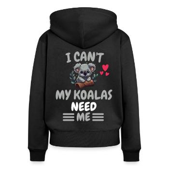 Je ne peux pas Australie Animal Gift Koala - Sweat à capuche zippé Premium bio Femme - noir - Dos - Julia (174cm)