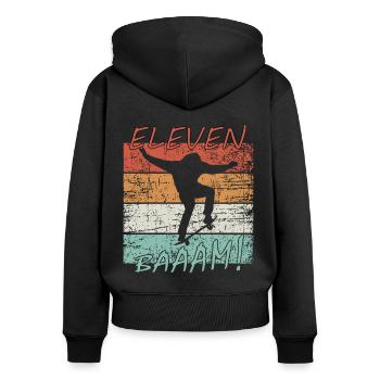Kinder Geburtstag 11 Jahre - Skater - Frauen Premium Bio Zip Hoodie - Schwarz - Hinten - Julia (174cm)