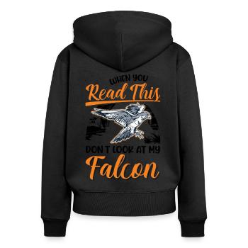Falke Falkner Turmfalke Falknerei Falkner - Frauen Premium Bio Zip Hoodie - Schwarz - Hinten - Julia (174cm)