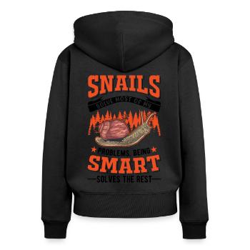 Schnecke Geschenk Weinbergschnecke - Frauen Premium Bio Zip Hoodie - Schwarz - Hinten - Julia (174cm)