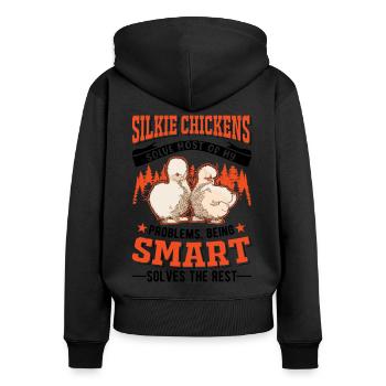Silk Chicken Gift Silkie Chicken Silkie Chicken - Women's Premium Organic Zip Hoodie - black - Back - Julia (174cm)