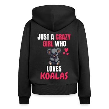 Crazy Girl Australie Animal Gift Koala - Sweat à capuche zippé Premium bio Femme - noir - Dos - Julia (174cm)