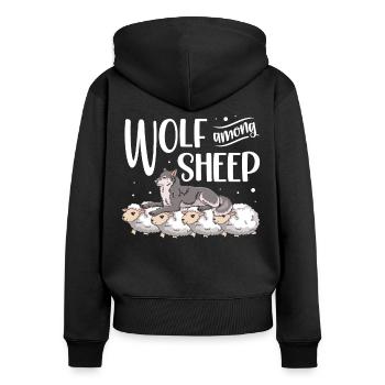 Wolf Unter Schafen Wölfe Tier Werwolf Wolf - Frauen Premium Bio Zip Hoodie - Schwarz - Hinten - Julia (174cm)