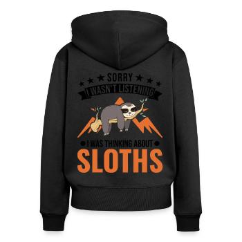 Sloth lover - Women's Premium Organic Zip Hoodie - black - Back - Julia (174cm)