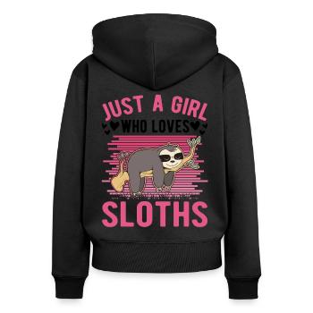 Juste une fille qui aime Sloth Sloth Sloth Girl - Sweat à capuche zippé Premium bio Femme - noir - Dos - Julia (174cm)