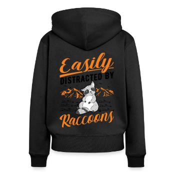 Facilement distrait par les ratons laveurs Ratons laveurs Raton laveur - Sweat à capuche zippé Premium bio Femme - noir - Dos - Julia (174cm)
