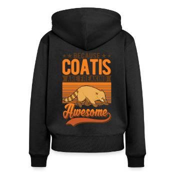 Coati Cadeau Proboscis Coati - Sweat à capuche zippé Premium bio Femme - noir - Dos - Julia (174cm)