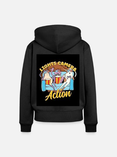 Ligts Camera Action - Frauen Premium Bio Zip Hoodie - Schwarz