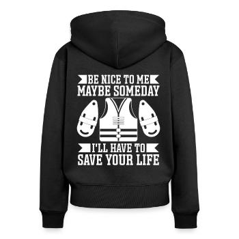 Sauveteur Soyez gentil avec moi Sauveteur - Sweat à capuche zippé Premium bio Femme - noir - Dos - Julia (174cm)