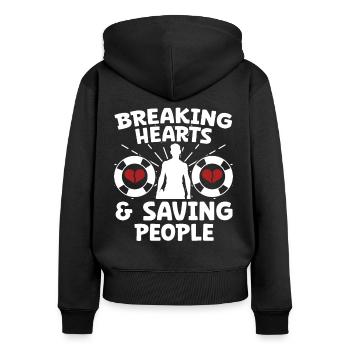 Sauveteur Briser les cœurs et sauver les gens - Sweat à capuche zippé Premium bio Femme - noir - Dos - Julia (174cm)