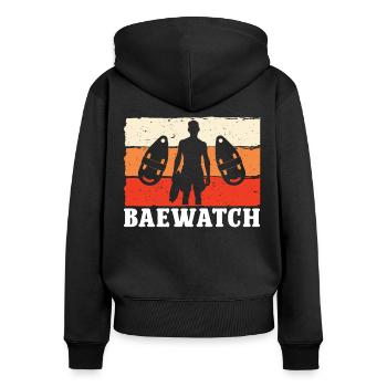 Sauveteurs, Baewatch, sauveteurs, gardes forestiers - Sweat à capuche zippé Premium bio Femme - noir - Dos - Julia (174cm)