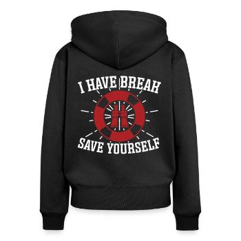 Sauveteur Sauvetez-vous Sauveteur - Sweat à capuche zippé Premium bio Femme - noir - Dos - Julia (174cm)