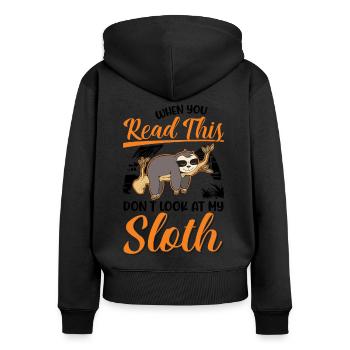Sloth Gift Sloth - Women's Premium Organic Zip Hoodie - black - Back - Julia (174cm)