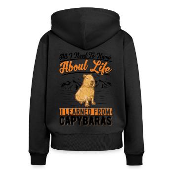 Capybara Cadeau Capybara Capibara - Sweat à capuche zippé Premium bio Femme - noir - Dos - Julia (174cm)