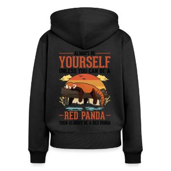 Roter Panda Geschenk Red Panda - Frauen Premium Bio Zip Hoodie - Schwarz - Hinten - Julia (174cm)