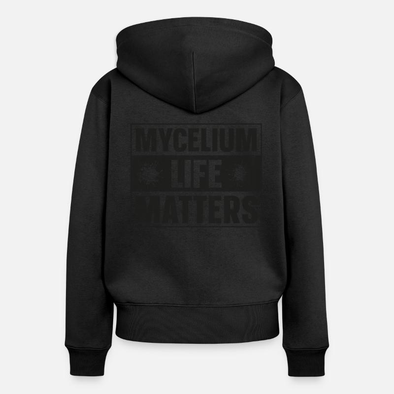 Mycélium Life Matters Chasse aux champignons - Sweat à capuche zippé Premium bio Femme - noir