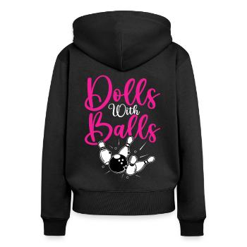 Dolls with Balls - Frauen Premium Bio Zip Hoodie - Schwarz - Hinten - Julia (174cm)
