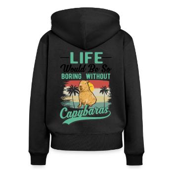 Capybara Cadeau Capibara Capybara - Sweat à capuche zippé Premium bio Femme - noir - Dos - Julia (174cm)