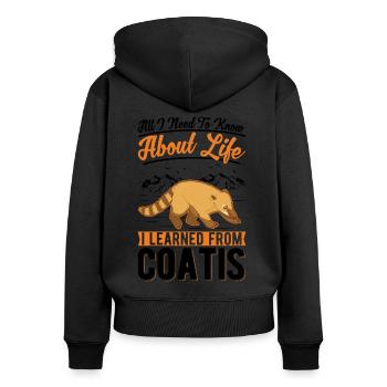 Coati Cadeau Proboscis Bear Coati - Sweat à capuche zippé Premium bio Femme - noir - Dos - Julia (174cm)