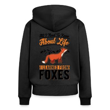 Fuchs Geschenk Rotfuchs - Frauen Premium Bio Zip Hoodie - Schwarz - Hinten - Julia (174cm)