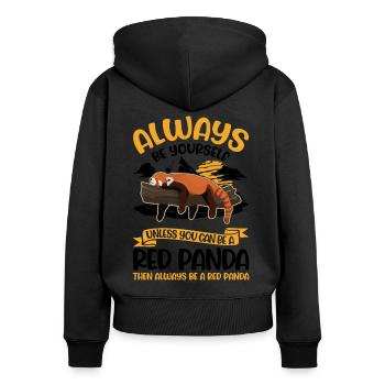 Roter Panda Geschenk Red Panda - Frauen Premium Bio Zip Hoodie - Schwarz - Hinten - Julia (174cm)