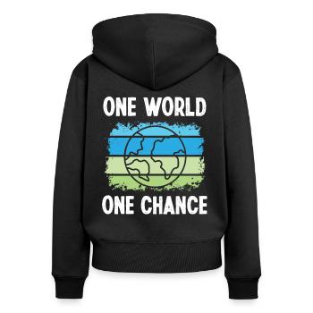 Environmental Activism: One, World, One Chance, Environmental Protection - Women's Premium Organic Zip Hoodie - black - Back - Julia (174cm)