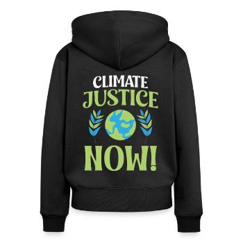 Environmental Activism Climate Justice Now Environmental Protection - Women's Premium Organic Zip Hoodie - black - Back - Julia (174cm)