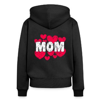 Maman Maman Maman Cadeau - Sweat à capuche zippé Premium bio Femme - noir - Dos - Julia (174cm)