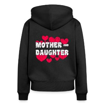 Mutter und Tochter - Frauen Premium Bio Zip Hoodie - Schwarz - Hinten - Julia (174cm)