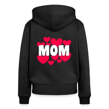 Maman Maman Maman Cadeau - Sweat à capuche zippé Premium bio Femme - noir - Dos - Julia (174cm)