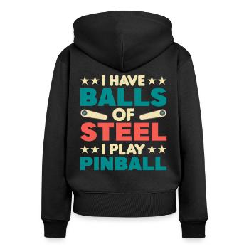 Flipper Retro Pinball Flipperautomat Bumper - Frauen Premium Bio Zip Hoodie - Schwarz - Hinten - Julia (174cm)