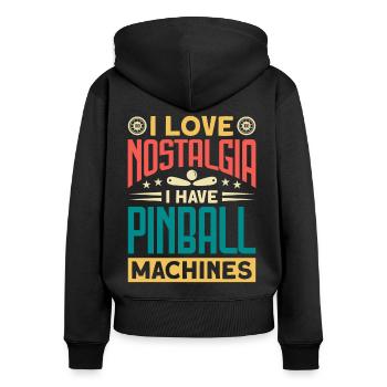 Flipper Retro Pinball Flipperautomat Bumper - Frauen Premium Bio Zip Hoodie - Schwarz - Hinten - Julia (174cm)