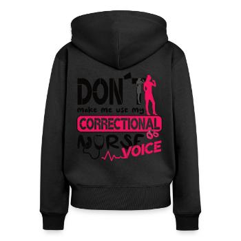 Prisons RN Correctional Nurse - Women's Premium Organic Zip Hoodie - black - Back - Julia (174cm)