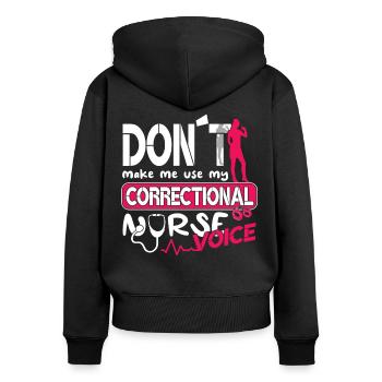 Prisons RN Correctional Nurse - Women's Premium Organic Zip Hoodie - black - Back - Julia (174cm)
