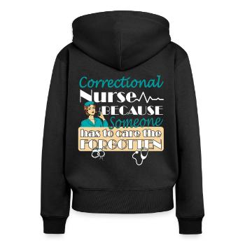 Prisons RN Correctional Nurse - Women's Premium Organic Zip Hoodie - black - Back - Julia (174cm)