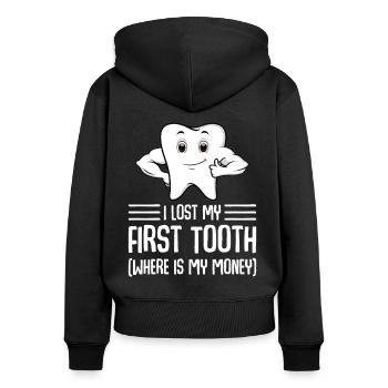Ich Habe Meinen Ersten Zahn Verloren Milchzahn - Frauen Premium Bio Zip Hoodie - Schwarz - Hinten - Julia (174cm)